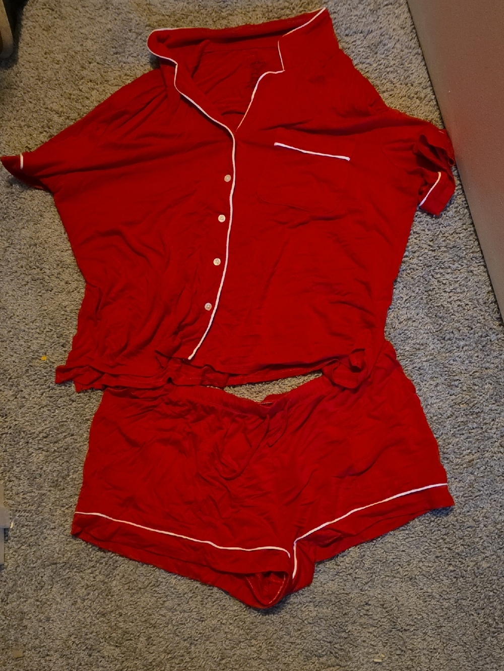 Auden Red Pajama Set with White Piping